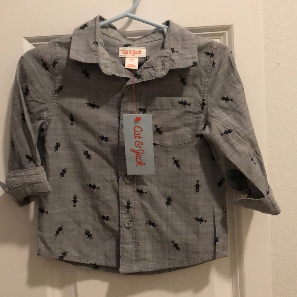 Baby boy robot button up shirt